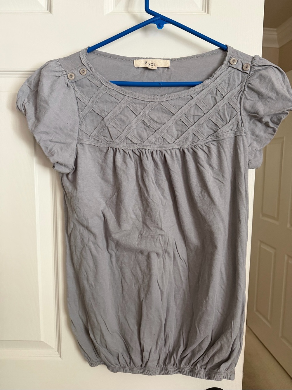 Two Gray/Blue tops from Forever 21 and Anthropolgie